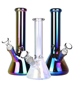Iridescent Beaker Water Pipe - 10'' / 14mm F / Colors Vary