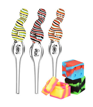 Double Donut Candy Swirl Dab Straw - 6'' / Colors Vary