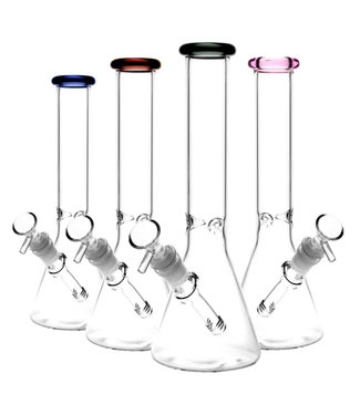 Glass Beaker Water Pipe - 11" / 14mm F / Colors Vary