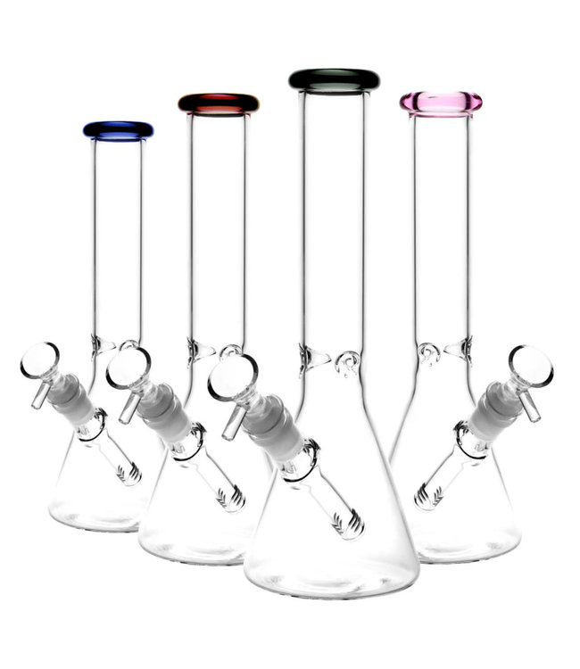 Glass Beaker Water Pipe - 11" / 14mm F / Colors Vary