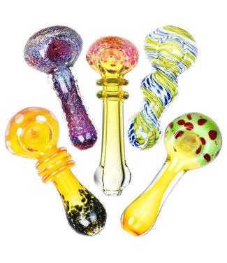 Worked Style Spoon Pipe - 3.25''-3.5'' - Individual - Colors and designs vary