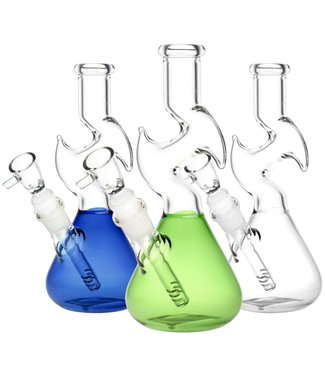 Zig Zag Minimalist Water Pipe - 8'' / 14mm F / Colors Vary