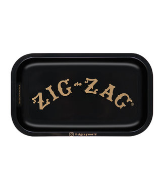 Zig Zag Small Metal Rolling Tray - Black / 10'' x 6''