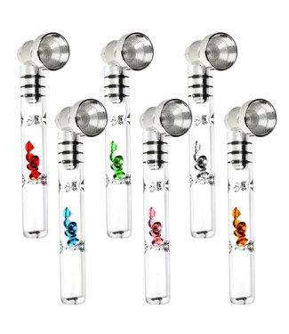 Gem-filled Glass & Metal Pipe - 3.75" / Individual - Colors vary