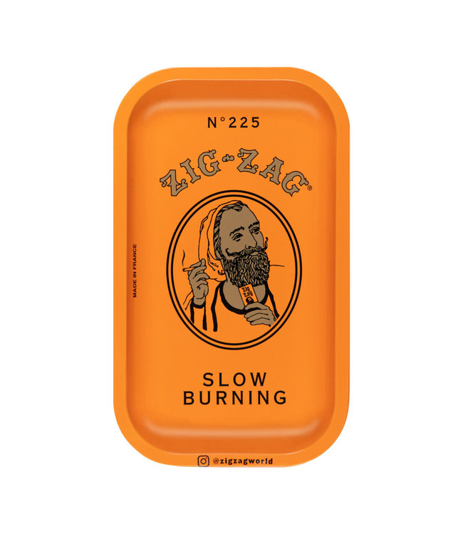 Zig Zag Small Metal Rolling Tray - Orange / 10'' x 6''