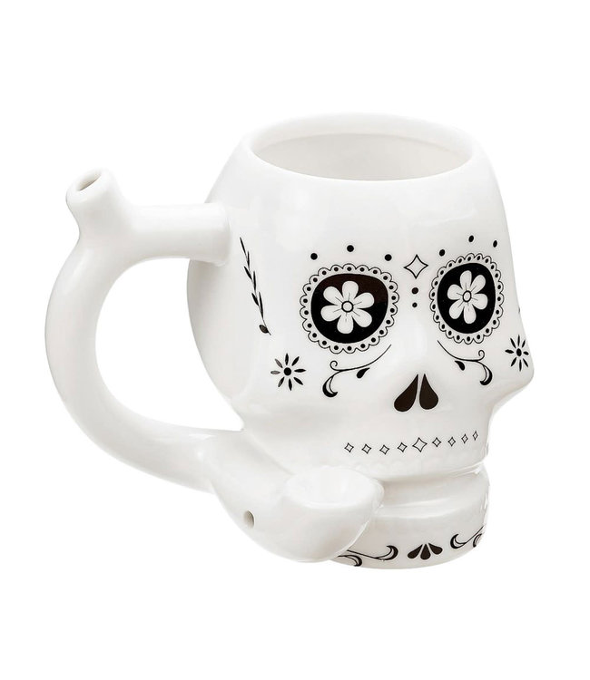 Roast & Toast Ceramic Pipe Mug - 15oz / Sugar Skull / White