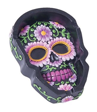 Fujima Floral Skull Ashtray | 3.5"x4.5" | Individual Colors May Vary