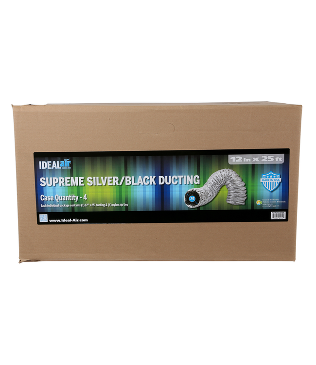 Ideal-Air Supreme Silver / Black Ducting 12 in x 25 ft