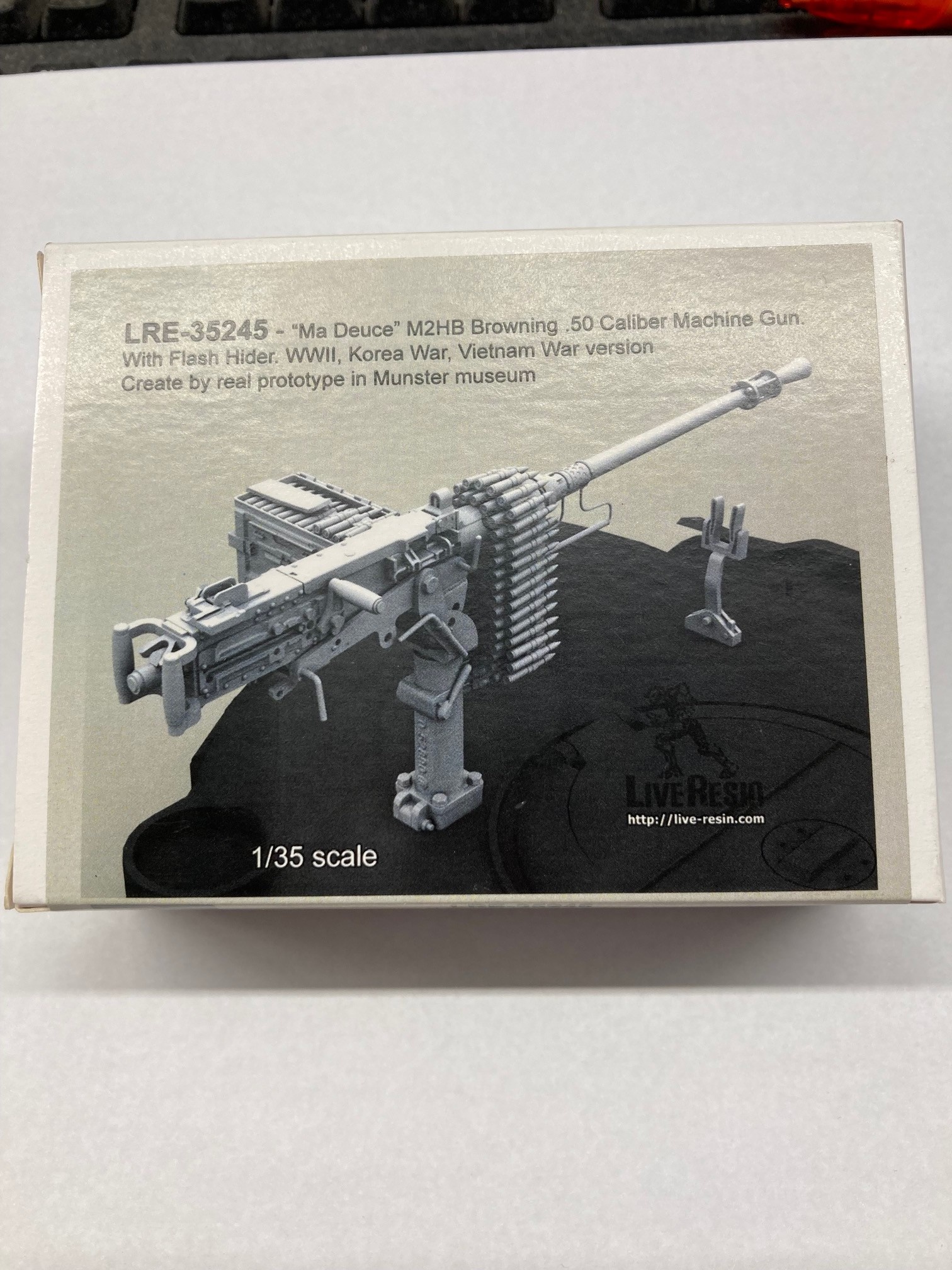 Live Resin 1/35 WWII M2HB Browning .50 Calibre Machine Gun with Flash Hider 