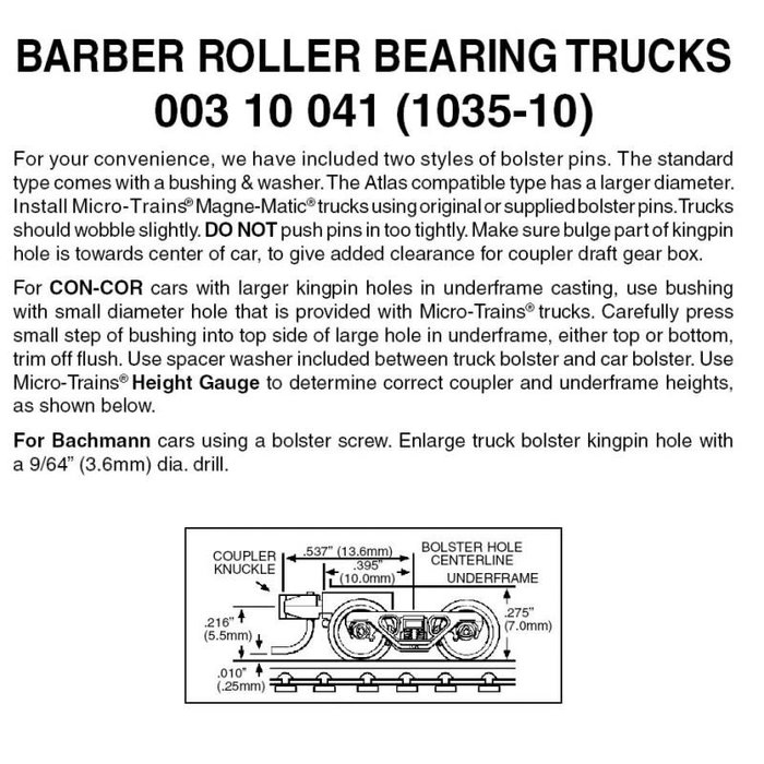 N Barber R/B Trucks Short Ext (10pr)