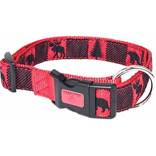 Dog Collar 12-18" Red (Moose, Bear, Tree)