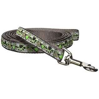 6' 5/8" Grey & Green Paw Print Lead