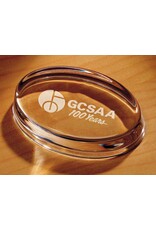 Sterling Cut Glass Sterling Oval Paperweight