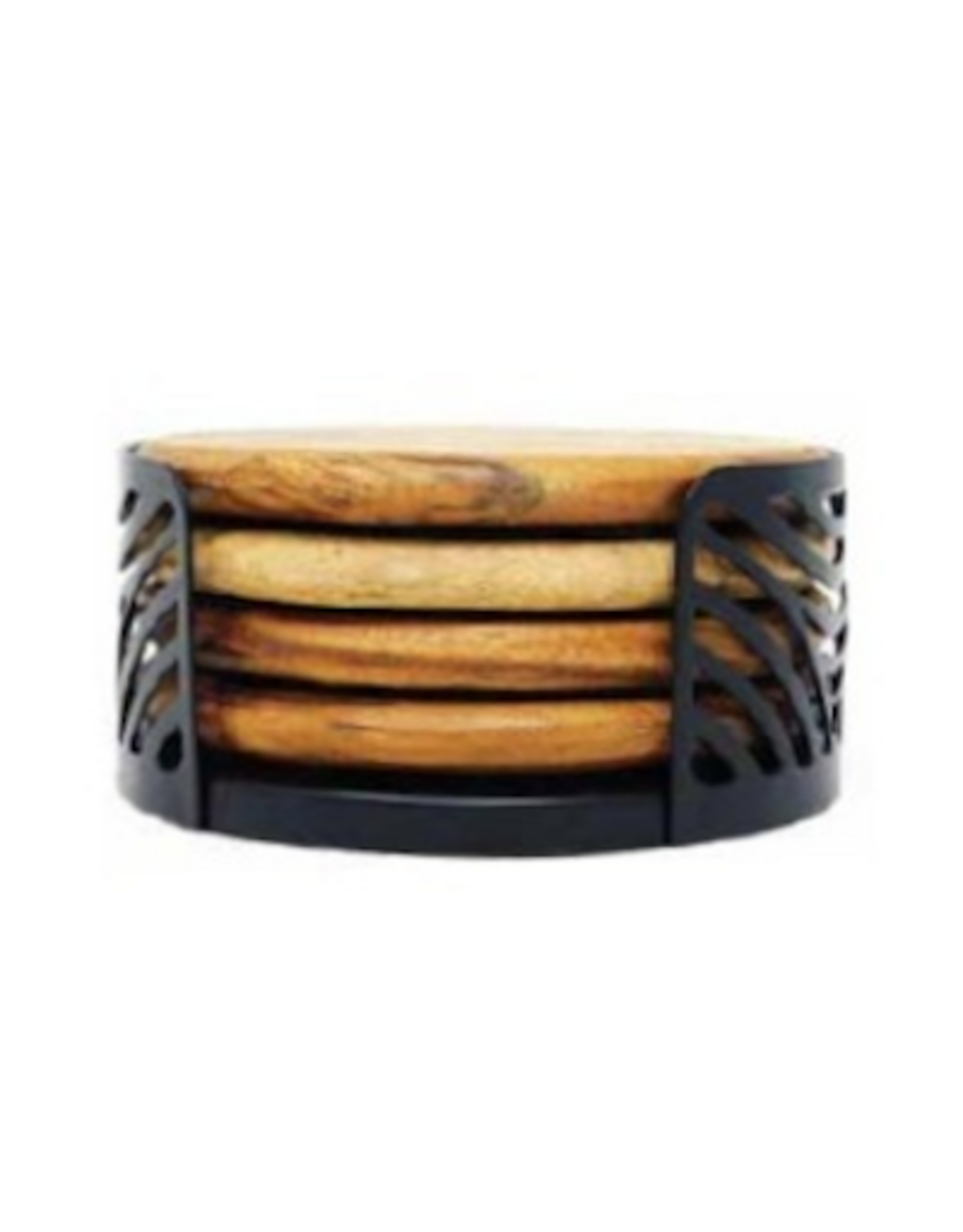 Acacia Wood Round Coaster Set