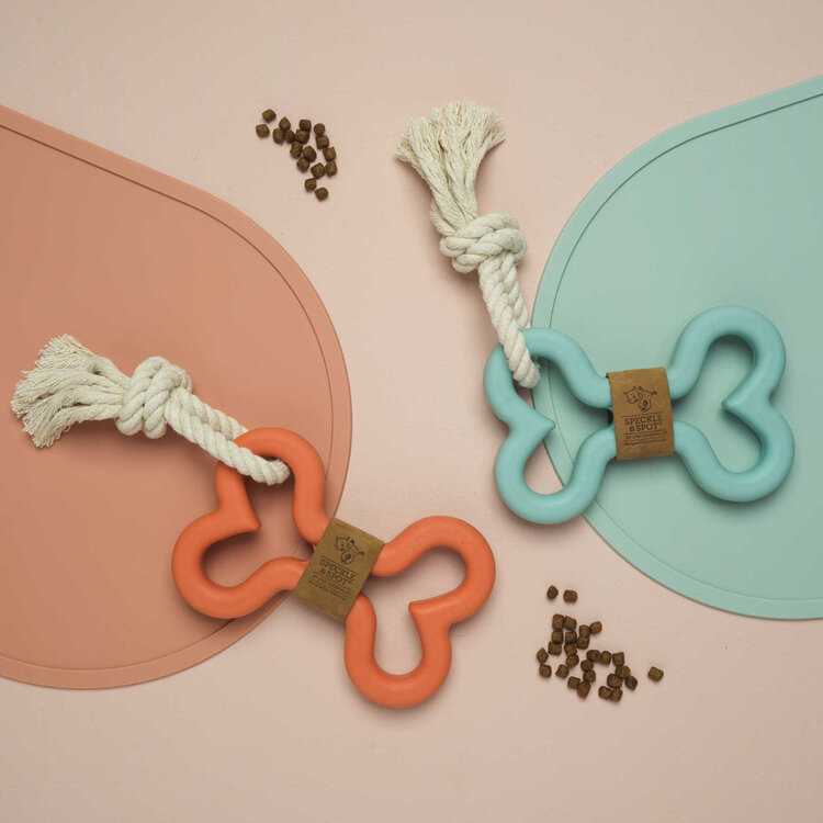 Speckle and Spot Tug & Fetch Rubber Bone Blush