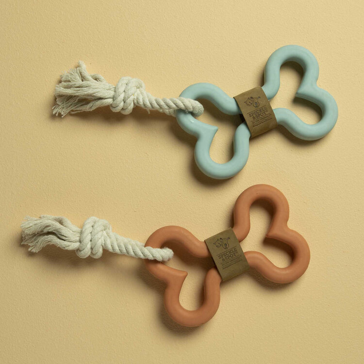 Speckle and Spot Tug & Fetch Rubber Bone Blush