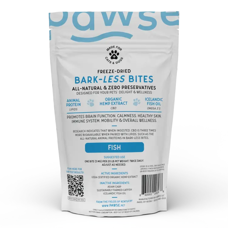 Pawse Pawse Bark-Less Bites  Fish 60ct