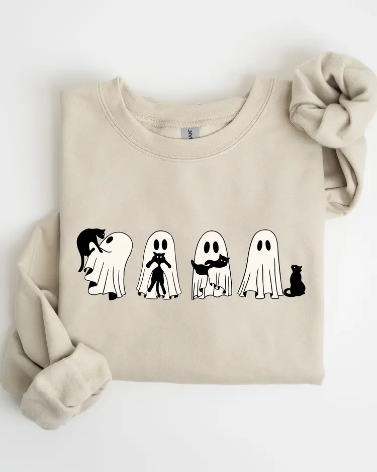 Refinery Number One Ghost Cats Sweatshirt Sand
