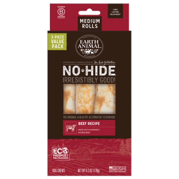 EARTH ANIMAL DOG NO-HIDE BEEF 4IN SINGLE