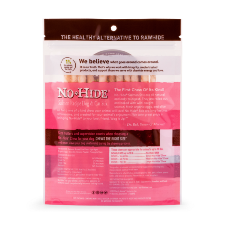 EARTH ANIMAL DOG NO-HIDE SALMON STIX 10PK