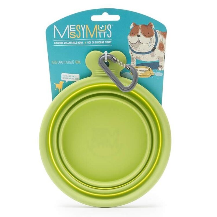 Messy Mutts Silicone Collapsible Bowl Green 3 cup