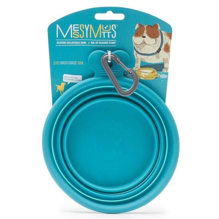 Messy Mutts Silicone Collapsible Bowl Blue 3 cup