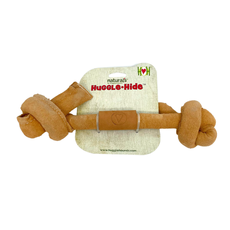HuggleHound Natural Leather Bone Large