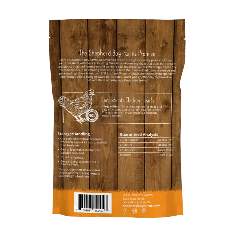 Shepherd Boys Farms SBF FD Chicken Hearts 3oz