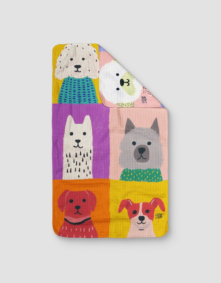 Loom Loom Diagonal Dogs Reversible Towel