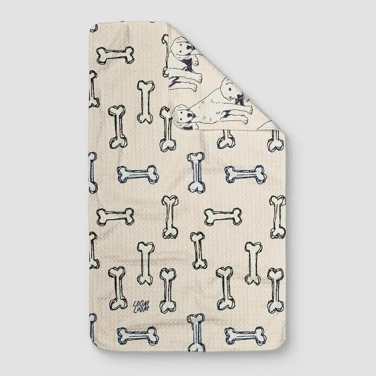 Loom Loom Diagonal Dogs Reversible Towel