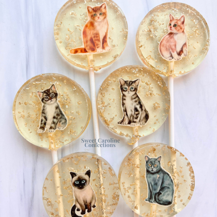 Sweet Caroline Confections Cat Lollipop Peach