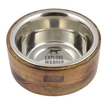 Tall Tails Stainless Steel Wood Bowl 1cup