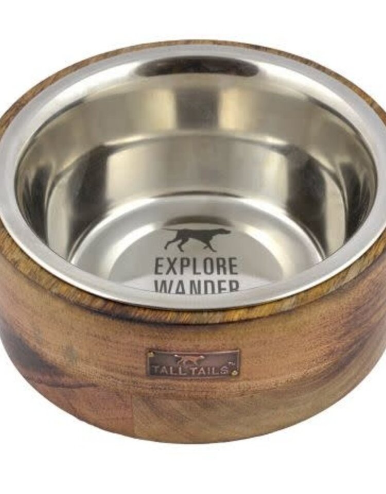 Tall Tails Stainless Steel Wood Bowl 1cup
