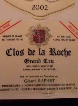 Domaine Raphet Gérard Raphet Cuvée Unique Clos de la Roche Grand Cru 2022