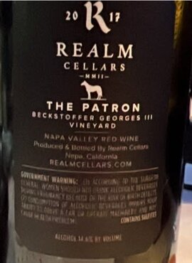 Realm Realm The Patron Beckstoffer Georges III Vineyard Cabernet Sauvignon 2017