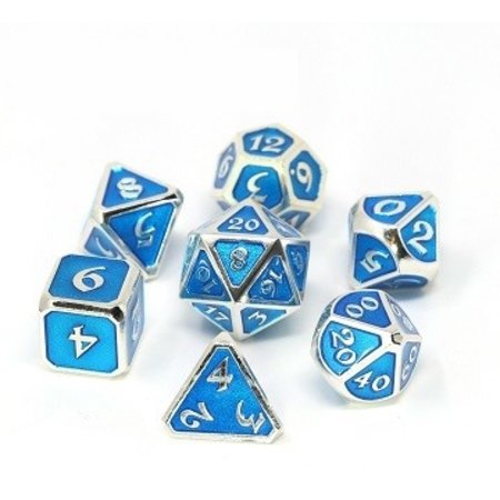 Metal Dice Set - Platinum Aquamarine