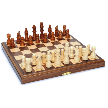 Chess Set, Folding Wood 11.5" Walnut