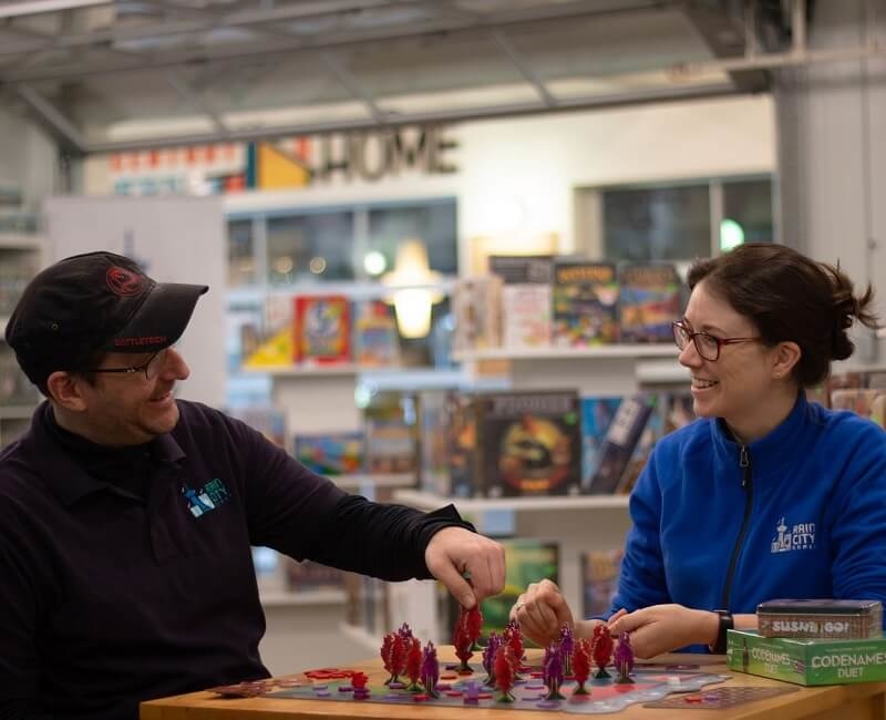 Channing and Andrea, the owners of Rain City Games