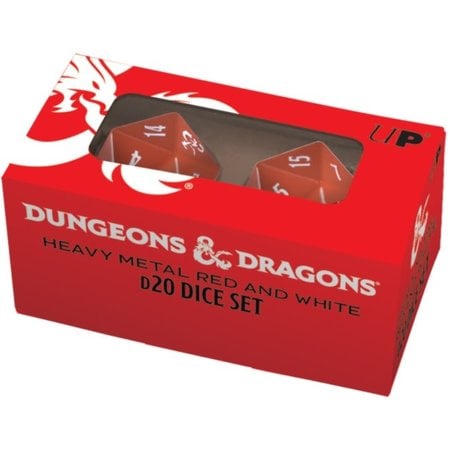 Heavy Metal D20 Dice Set - Red w/ White