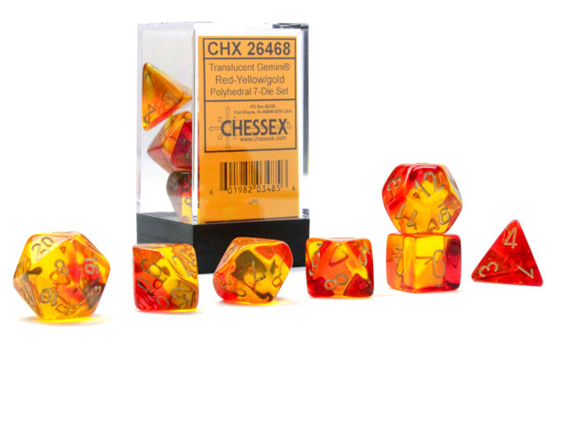 CHX 26468 Gemini 7-Die Set Poly Translucent Red-Yellow w/Gold