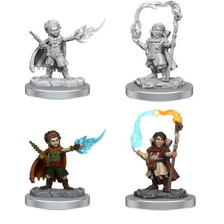 D&D Unpainted Minis - Halfling Wizards (Male/Female)