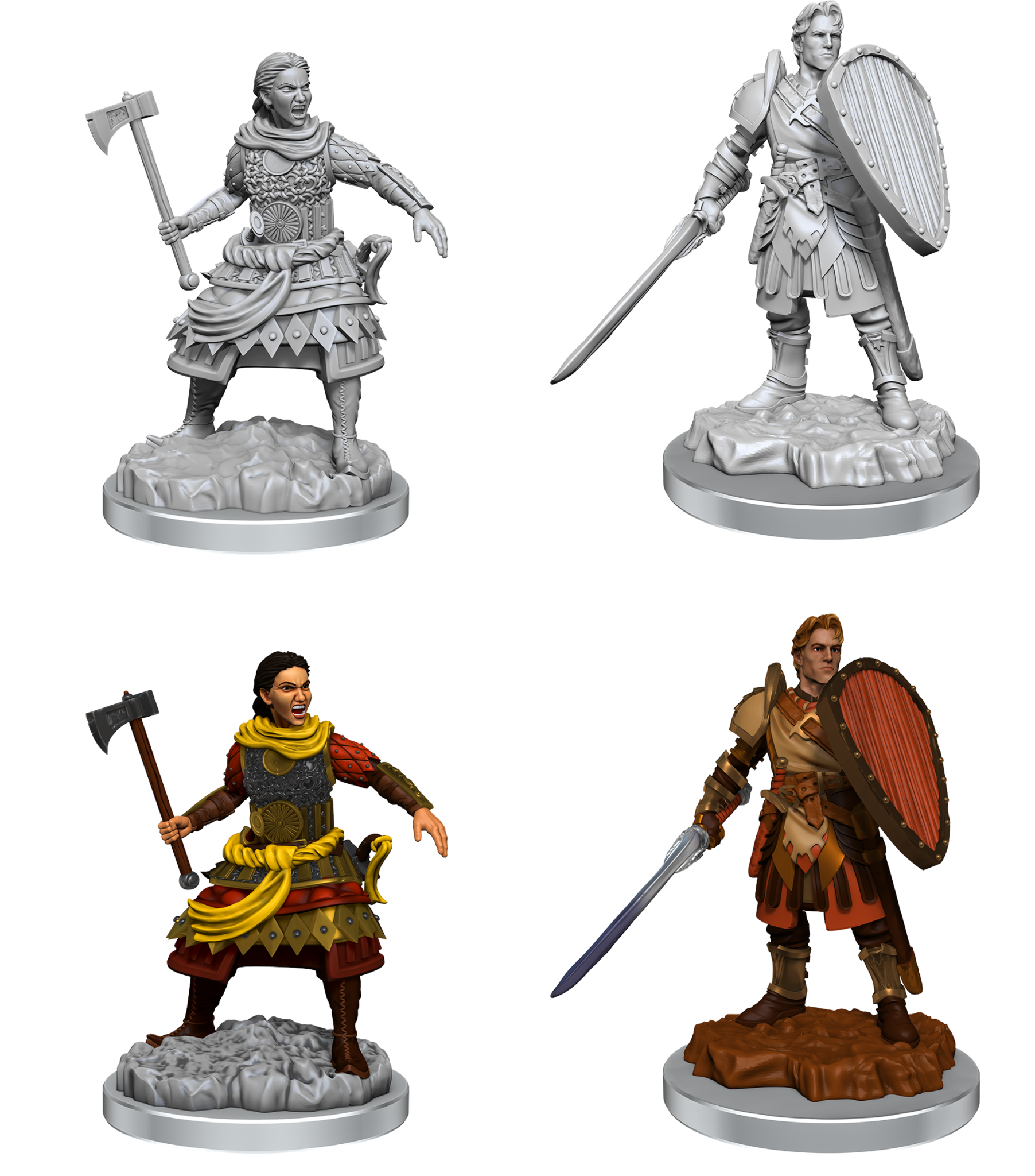 D&D Unpainted Minis - Human Fighters (Male/Female)