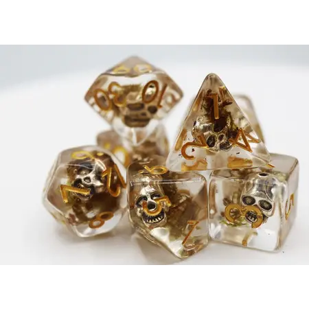 Silver Pirate Skull RPG Dice Set