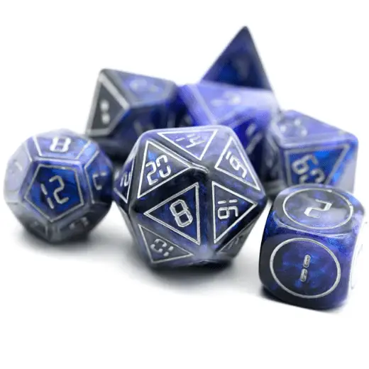 Cybernated Blue & Black RPG Dice Set with XL D20