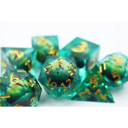 Sharp Edge Moving Eye RPG Dice Set - Green Dragon's Eye