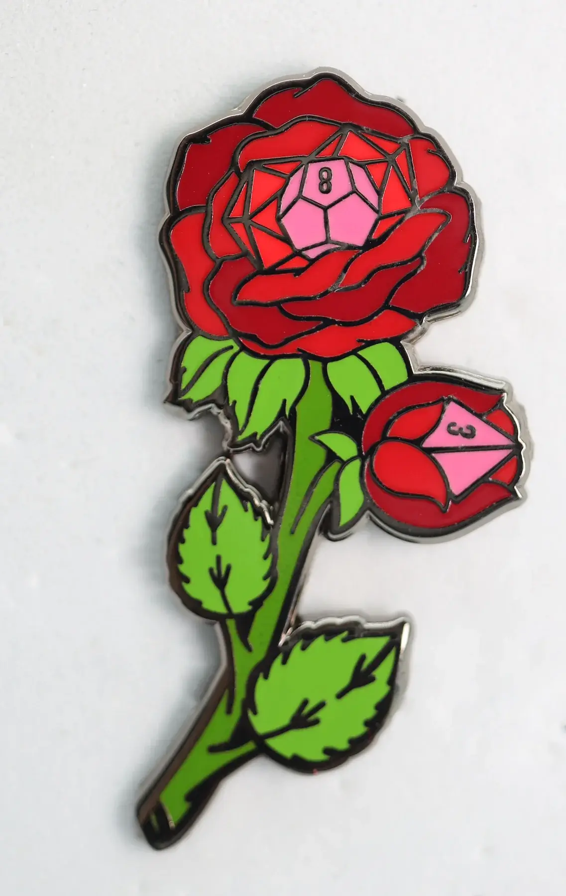 Hollow Hearts Enamel Pin: Dice Rose