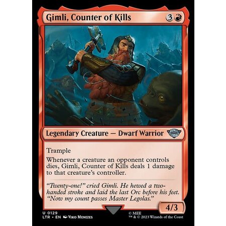 Gimli, Counter of Kills