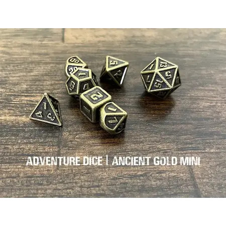 Mini Metal RPG Dice Set - Ancient Gold