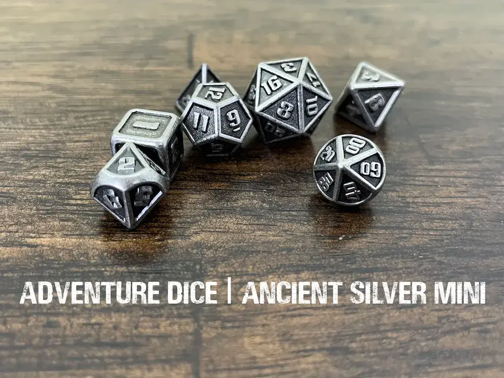 Mini Metal RPG Dice Set - Ancient Silver