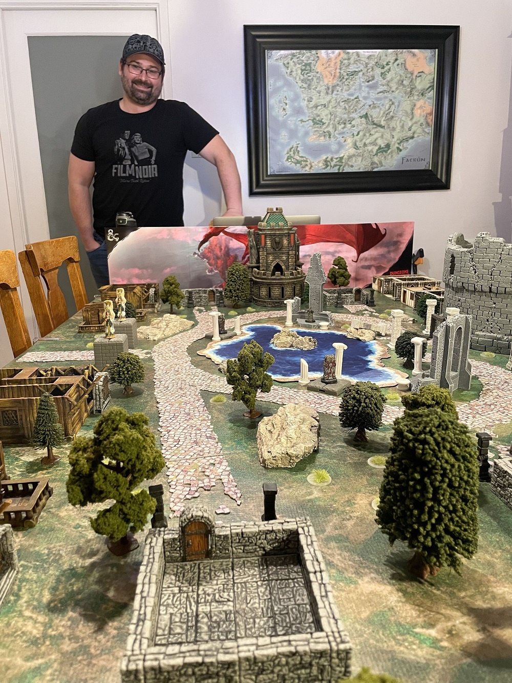 Eric with an elaborate Dungeons & Dragons setup